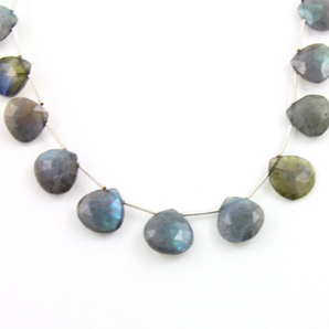 Blue Flashes Labradorite Faceted Heart Briolettes Beads, (LAB15x15HRT) - Beadspoint