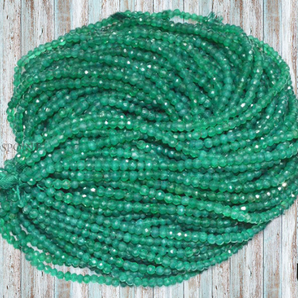 Natural Shaded Green Onyx Rondelle Beads, 1 Full Strand, 13 Inches, Onyx Faceted Roundels, 4 mm Rondelle Beads, Onyx Beads, (GNX4RNDL) - Beadspoint