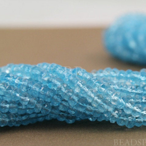 Blue Topaz Micro Faceted Rondelle Beads, 2.5 - 3 mm (BTMicfrndl) - Beadspoint