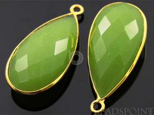 Apple Green Chalcedony Faceted Pear Bezel, 15x30 mm (BZC7066) - Beadspoint