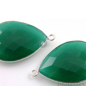 Green Onyx Faceted Pear Bezel, (SSBZ7309) - Beadspoint