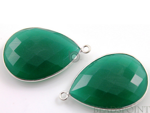 Green Onyx Faceted Pear Bezel, (SSBZ7309) - Beadspoint