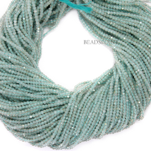 Aquamarine Micro Faceted Rondelle Beads, (AQUA-2RNDL) - Beadspoint