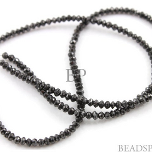 Natural Black Diamond Micro Faceted Rondelles, 25 Pieces, (25DIB2MICFRNDL). - Beadspoint