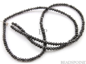 Natural Black Diamond Micro Faceted Rondelles, 25 Pieces, (25DIB2MICFRNDL). - Beadspoint