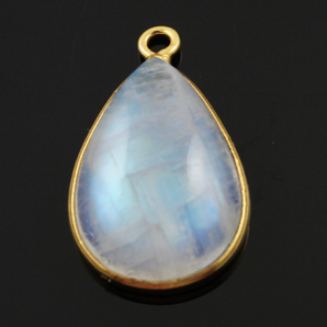 Natural Rainbow Moonstone Bezel Pendant, (RNM-A-13) - Beadspoint