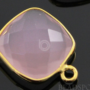 Rose Quartz Faceted Puff Cushion Bezel, (BZC7588) - Beadspoint