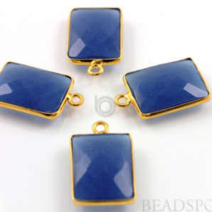 Sapphire Blue Chalcedony Faceted Chicklet Bezel, (BZC7476) - Beadspoint