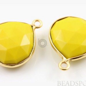 Yellow Turquoise Faceted Heart Bezel, (BZC7013) - Beadspoint