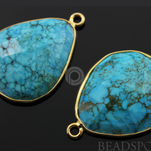 Turquoise Faceted Oval Connector, (BZC7108) - Beadspoint