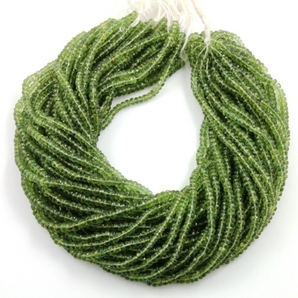 Tsavorite Faceted Rondelle Beads,(TSRTE/FRNDL/3-4MM) - Beadspoint