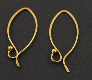 Sterling Silver Vermeil Hammered Elfaerie Ball Ear Wire, (VM/724-C) - Beadspoint