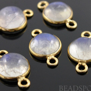 Natural Rainbow Moonstone Faceted Round Connector,  (RNM10) - Beadspoint