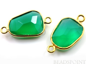 Green Onyx Faceted Oval Connector, (BZC7363-SM) - Beadspoint