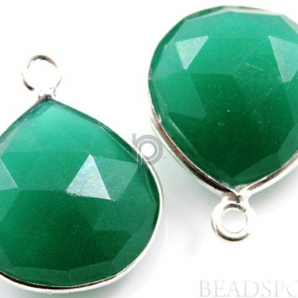 Green Onyx Faceted Heart Bezel, (SSBZ6077) - Beadspoint