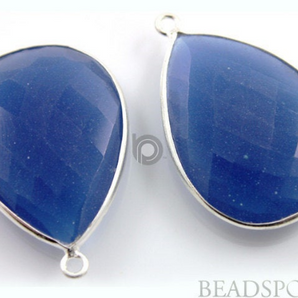 Blue Sapphire Chalcedony Faceted Pear Bezel, (SSBZ7315) - Beadspoint