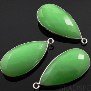 Chrysoprase Pear Bezel Pendant,  (SSBZC7069) - Beadspoint