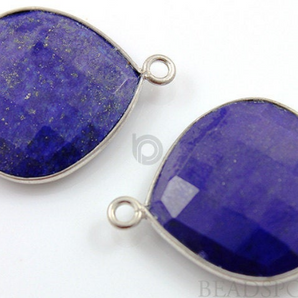 Lapis Lazuli Faceted Heart Shape Bezel, (SSBZC7049) - Beadspoint