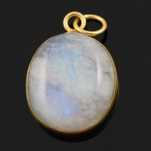 Rainbow Moonstone Bezel Pendant, (RNM-A-10) - Beadspoint