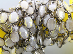 Mystic Brown Moonstone Faceted Oval Chain, (BZC-BMNS-02) - Beadspoint
