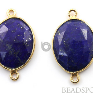 Lapis Lazuli Faceted Oval Connector,(LAP001-A) - Beadspoint