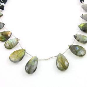 Labradorite Faceted Pear Briolettes Beads, (LAB26x13PR) - Beadspoint