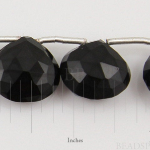 Natural ''NO TREATMENT'' Black Onyx Small Faceted Heart Drops, Jet Black AAA Quality Gemstones 9x9 - 10x10mm , 1Full Strand, (X10x10HRT) - Beadspoint