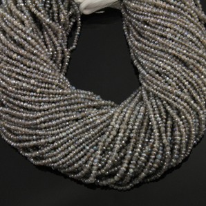 Grey Labradorite Faceted Rondelle Beads, (LAB/3mm/RND) - Beadspoint