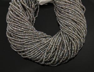 Grey Labradorite Faceted Rondelle Beads, (LAB/3mm/RND) - Beadspoint