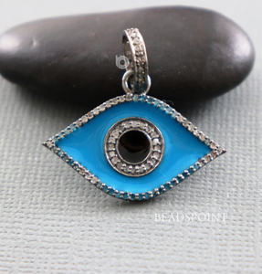 Pave Diamond Enamel Evil Eye Pendant-- DEM-4017 - Beadspoint