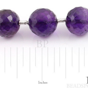 African Amethyst Faceted Round Beads, ( AM8-10FRND) - Beadspoint