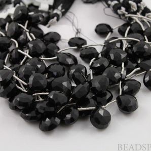 Black Onyx Faceted Heart Drops, (4X12x12HRT) - Beadspoint