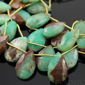 Bio-Chrysoprase  Faceted Pear Drops, (CHRY12x18PEAR(bio)) - Beadspoint