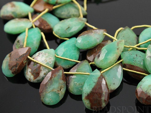 Bio-Chrysoprase  Faceted Pear Drops, (CHRY12x18PEAR(bio)) - Beadspoint