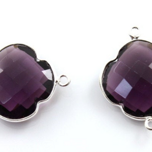 Purple Amethyst Faceted Clover Connector, (SSBZC8028) - Beadspoint