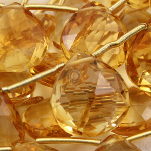 Warm Honey Yellow Citrine Faceted Flat Heart Briolettes, (CIT10HRT ) - Beadspoint