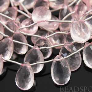 Rose Quartz Large Faceted Pear Drops Gemstone, (4RQ10x14PEAR) - Beadspoint