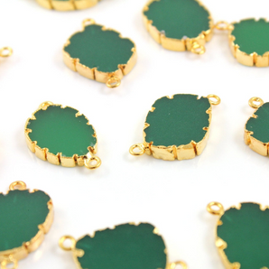 Green Onyx Electroplated Free form Connector, (GNX/JAG/CNT/01) - Beadspoint