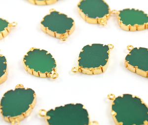 Green Onyx Electroplated Free form Connector, (GNX/JAG/CNT/01) - Beadspoint