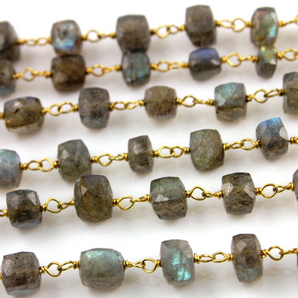 Labradorite Faceted Cube Chain, (RS-LAB-116) - Beadspoint