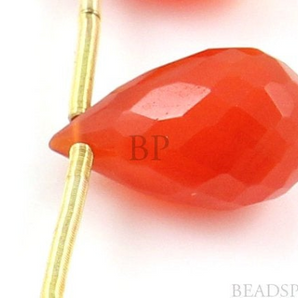 Carnelian Micro Faceted Tear Drops,  (CAR7x10Tear) - Beadspoint