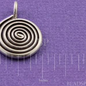 Thai Hill Tribe Flat Round Coiled Spiral Swirl Charm, (8111-TH) - Beadspoint