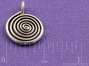 Thai Hill Tribe Flat Round Coiled Spiral Swirl Charm, (8111-TH) - Beadspoint
