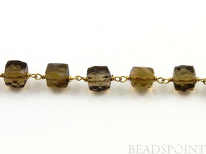 Smokey Topaz Faceted Designer Cube Chain, (RS-STZ-157) - Beadspoint