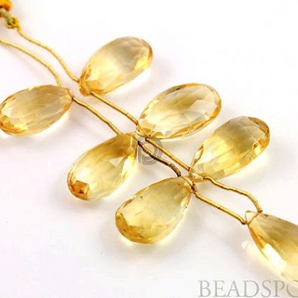 Warm Honey Citrine Faceted  Pear Drops, (CITLRGPear) - Beadspoint