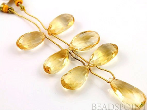 Warm Honey Citrine Faceted  Pear Drops, (CITLRGPear) - Beadspoint