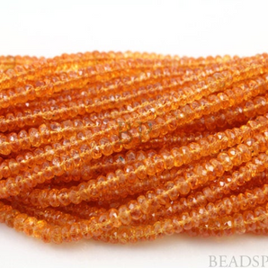 Natural AAA Quality Sapphire Gemstone Fire Orange Sapphire Gemstone Micro Faceted Rondelle Buttons, 3 to 4mm, 25 Pieces(25SPH3-4FRNDL(org). - Beadspoint