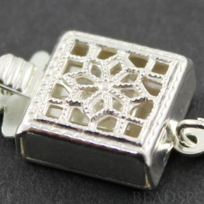 Sterling Silver Filigree Box Clasp w/ 1 Ring, (SS/956/1) - Beadspoint