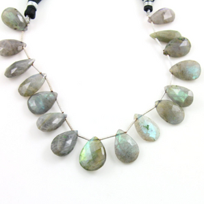 Labradorite Faceted Pear Briolettes Beads, (LAB19x15PR) - Beadspoint