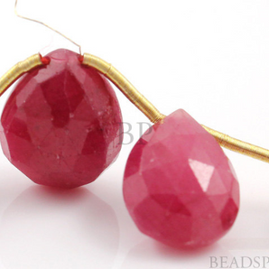 Genuine Ruby Rich Faceted Pear Briolettes, (Rby9x11Pear) - Beadspoint